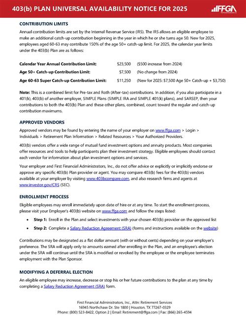 Annual 403(b) Plan Notice